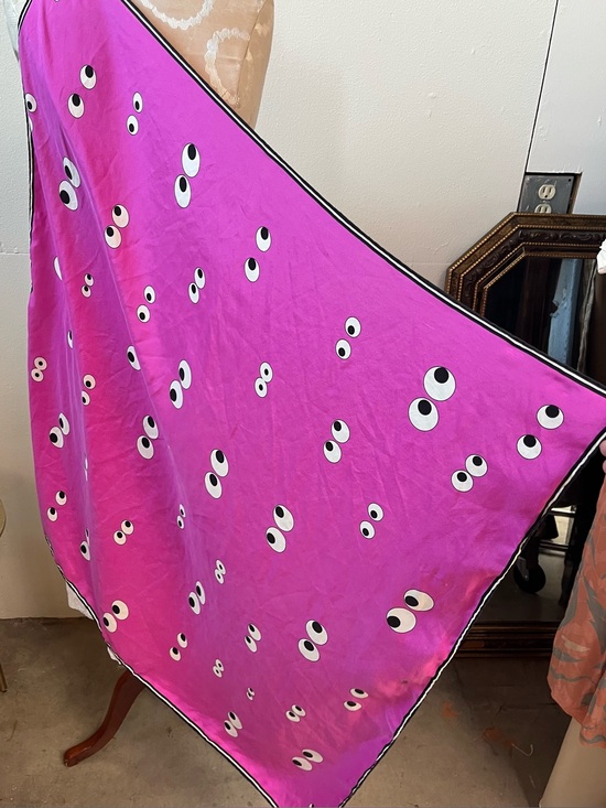 Anya Hindmarch Accessories - Anya Hindmarch 100% Silk Eyes Scarf Pink 33x34 Designer Neck Scarf Wrap